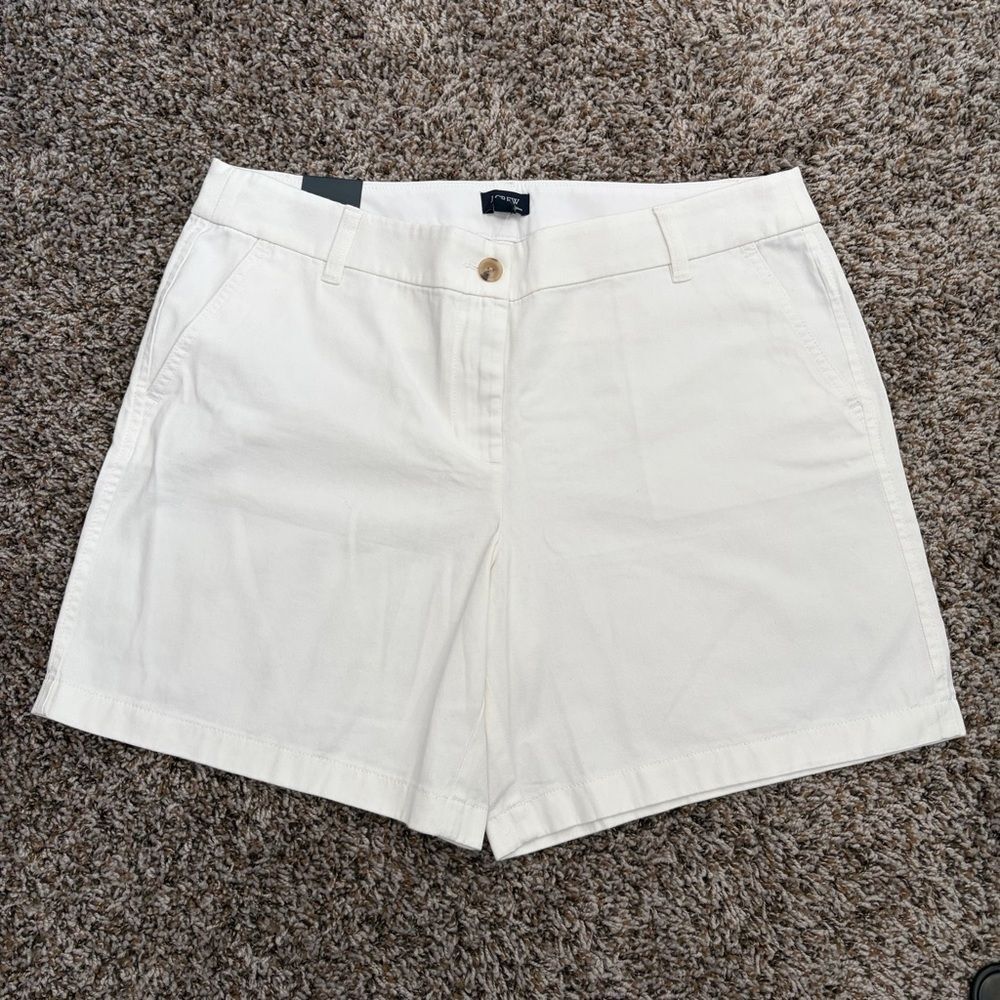J. Crew Factory 7" Classic Chino Casual Shorts White Cotton